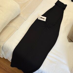 New | XL Black turtle neck- backless dress | ankle length | ref. 5’8